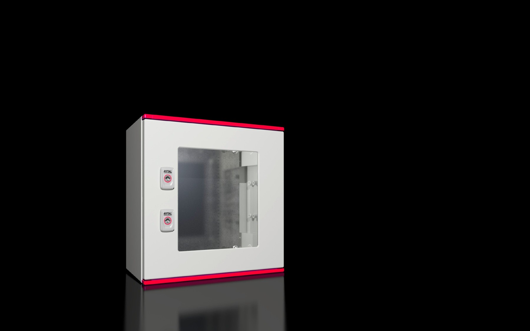 Rittal 1448000 Wall Mounted GRP RAL7035 Window 400x400x200 IP66