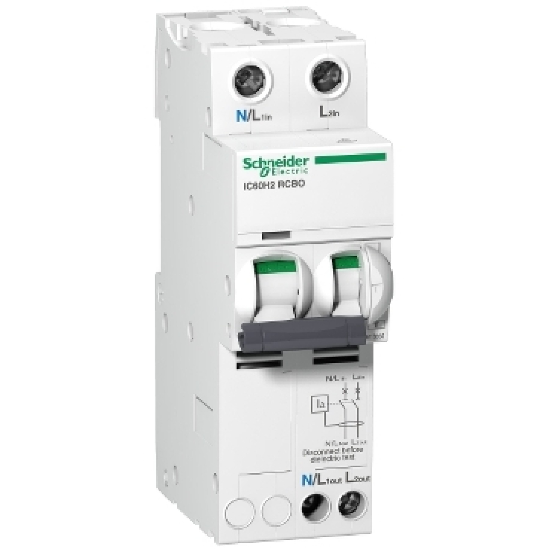 Schneider A9D19210 iC60H2 - earth leakage circuit breaker - 2P - C curve - 10A - 30 mA - 110 V
