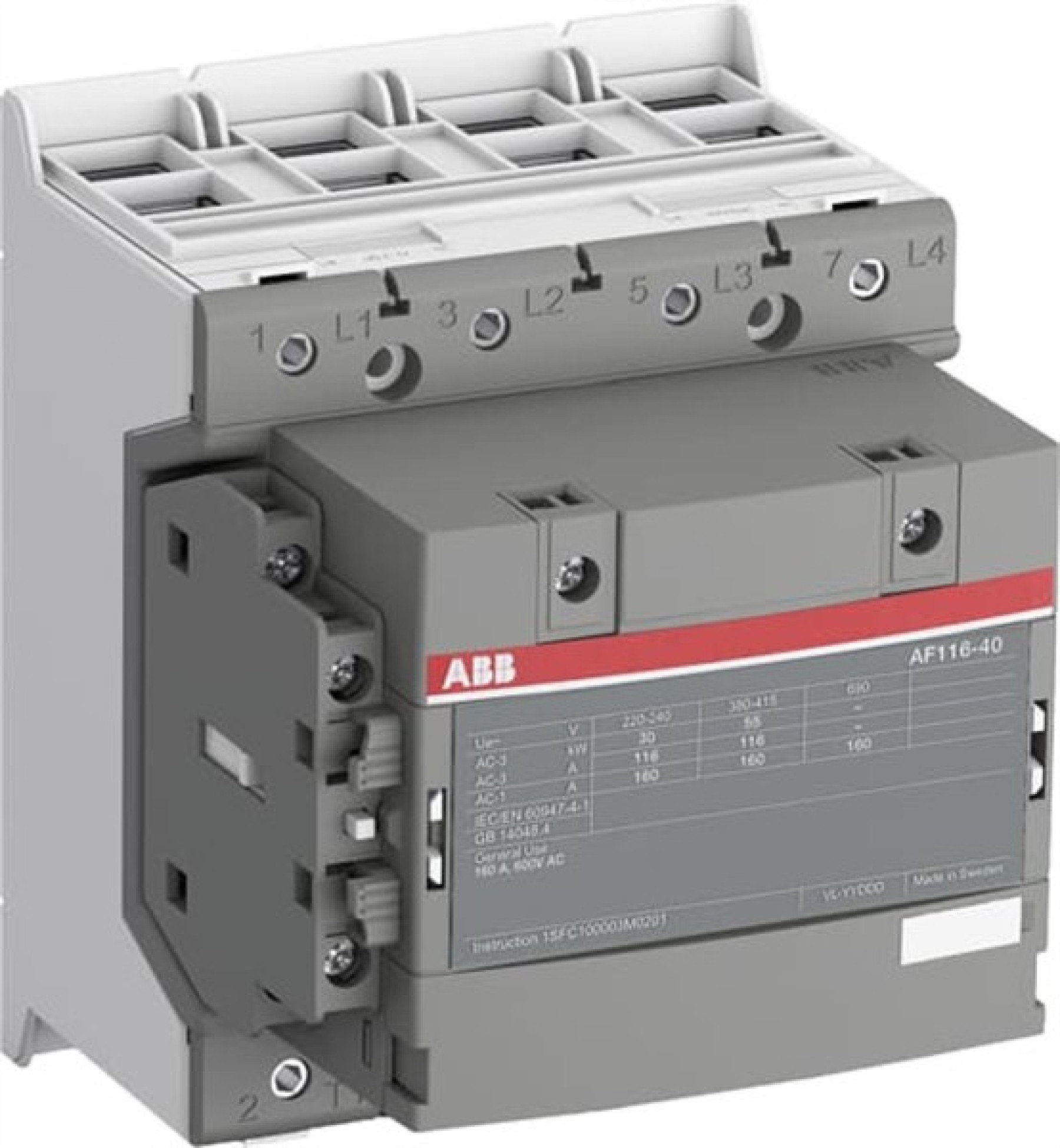 ABB AF116-40-11-13 Contactor 116A 116AMP 4 POLE 100-250V Contactor