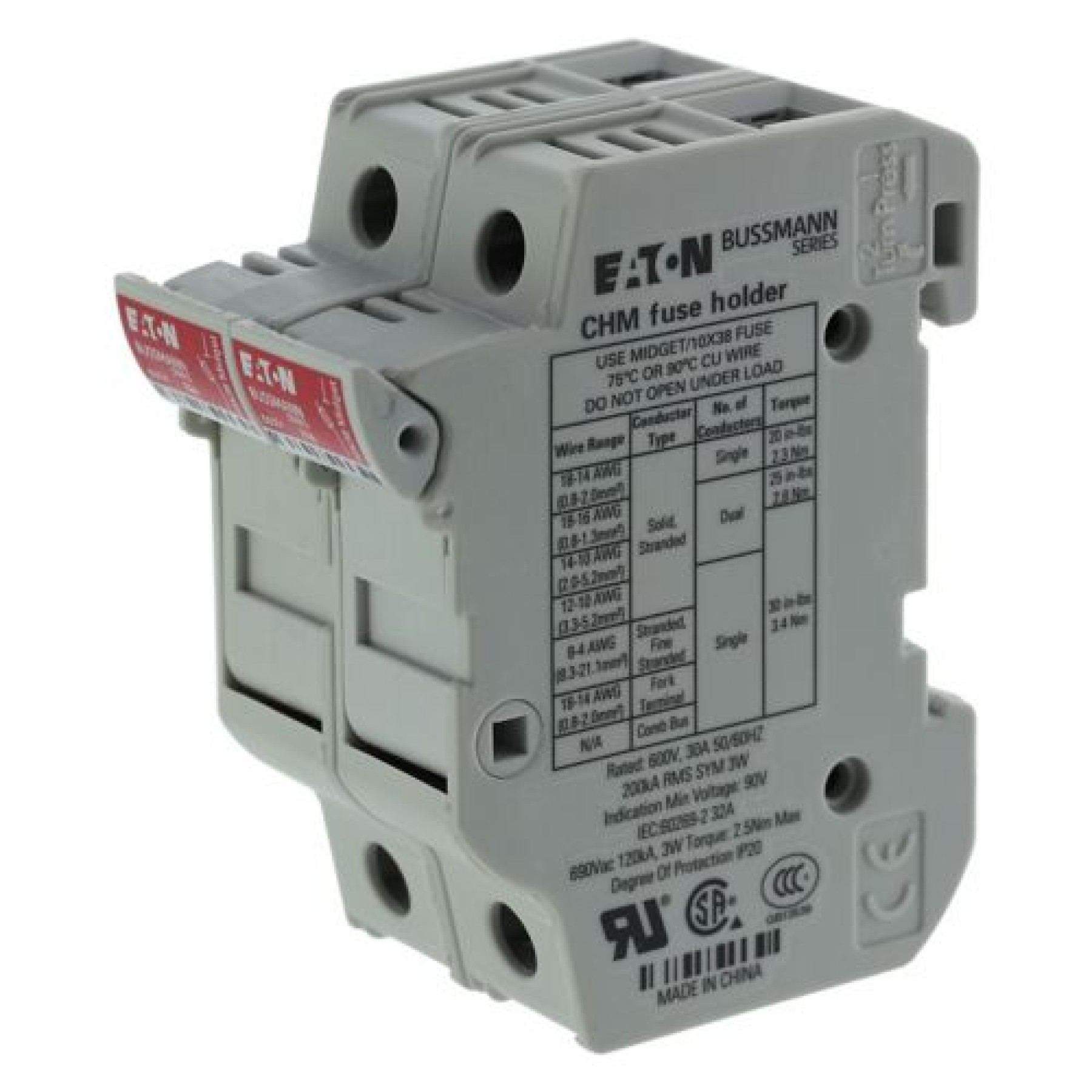 Bussman CHM2DU 10 X 38 32A 32AMP 2 Pole Fuse Holder