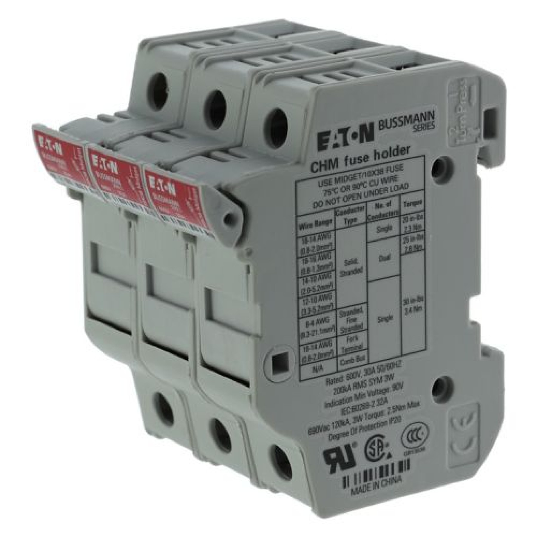 Bussman CHM3DU 10 X 38 32A 32AMP 3 Pole Fuse Holder