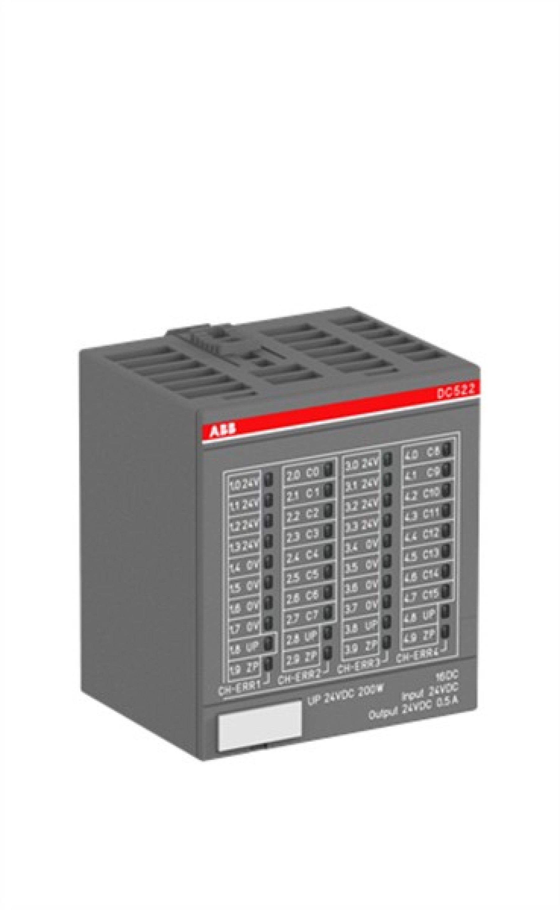 ABB DC522 S500 Digital Config I/o Module 16DC -24VDC DI:24VDC DC:24VDC/0.5A 1/2-wire