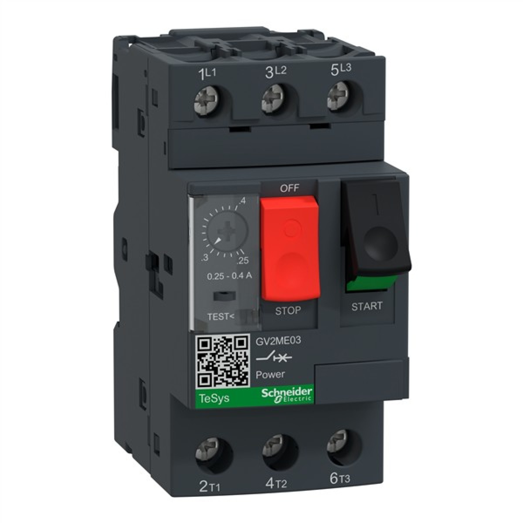 Schneider GV2ME03 Manual Motor Starter / Motor Circuit Breaker TeSys GV2 3P 0.25-0.4 A thermal magnetic screw clamp terminals