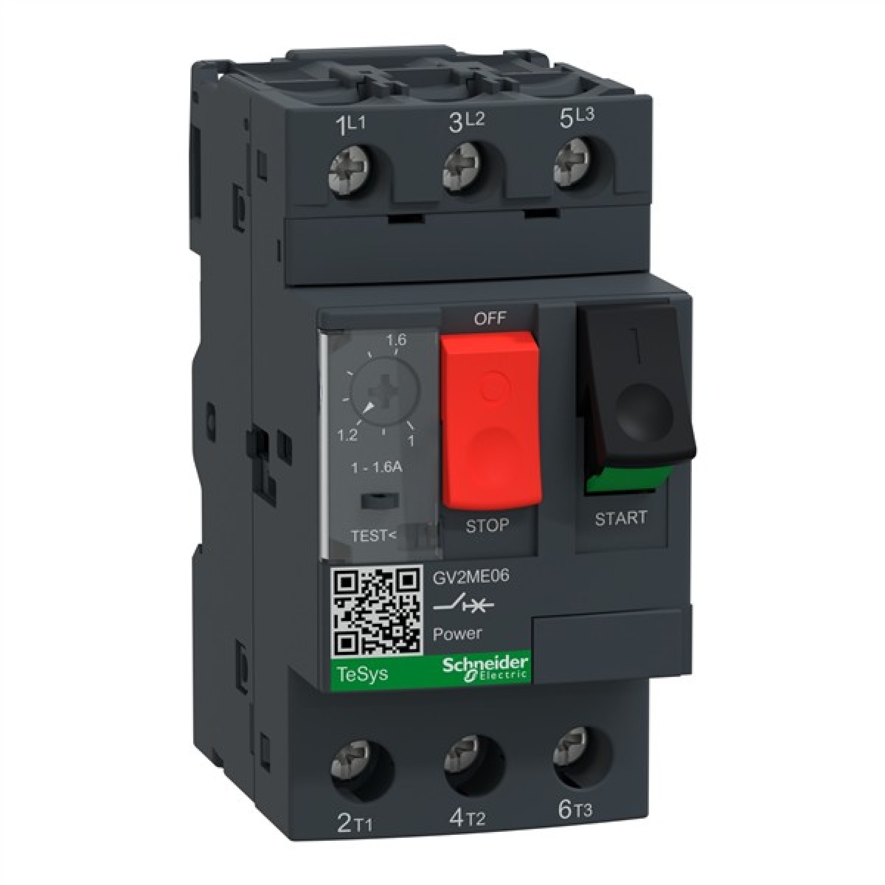 Schneider GV2ME06 Manual Motor Starter / Motor Circuit Breaker TeSys GV2 3P 1-1.6 A thermal magnetic screw clamp terminals