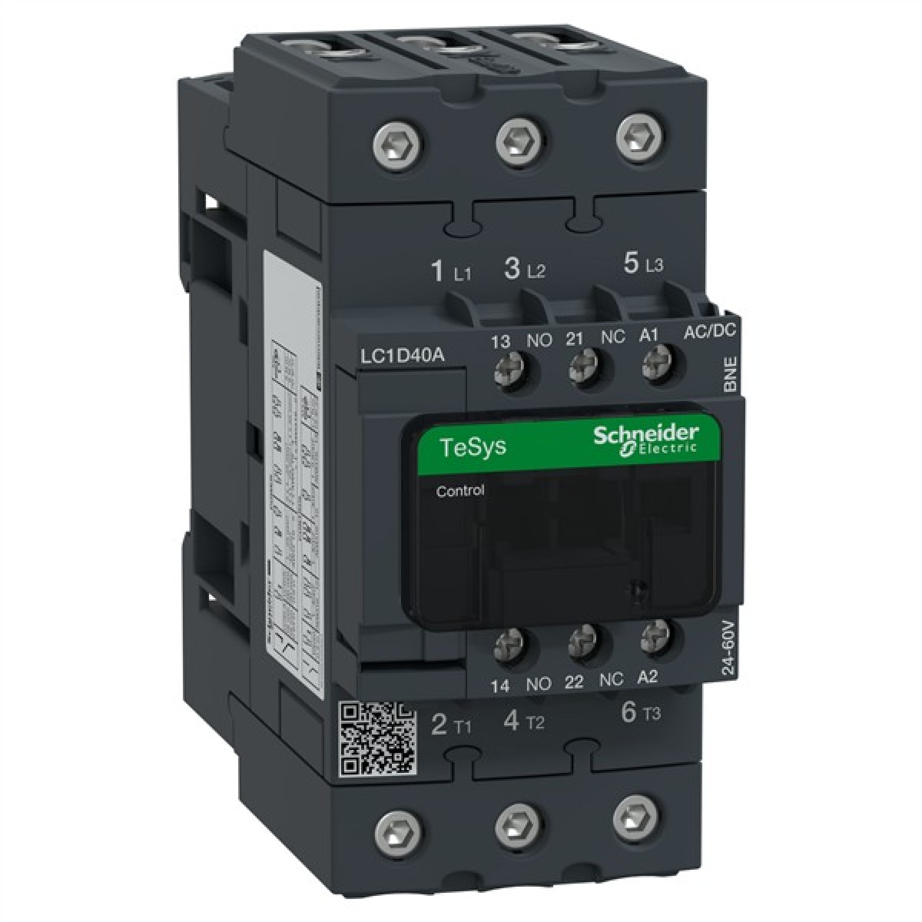 Schneider LC1D40ABNE Contactor 40A 40AMP 18.5KW 3P 3NO 24...60VACDC