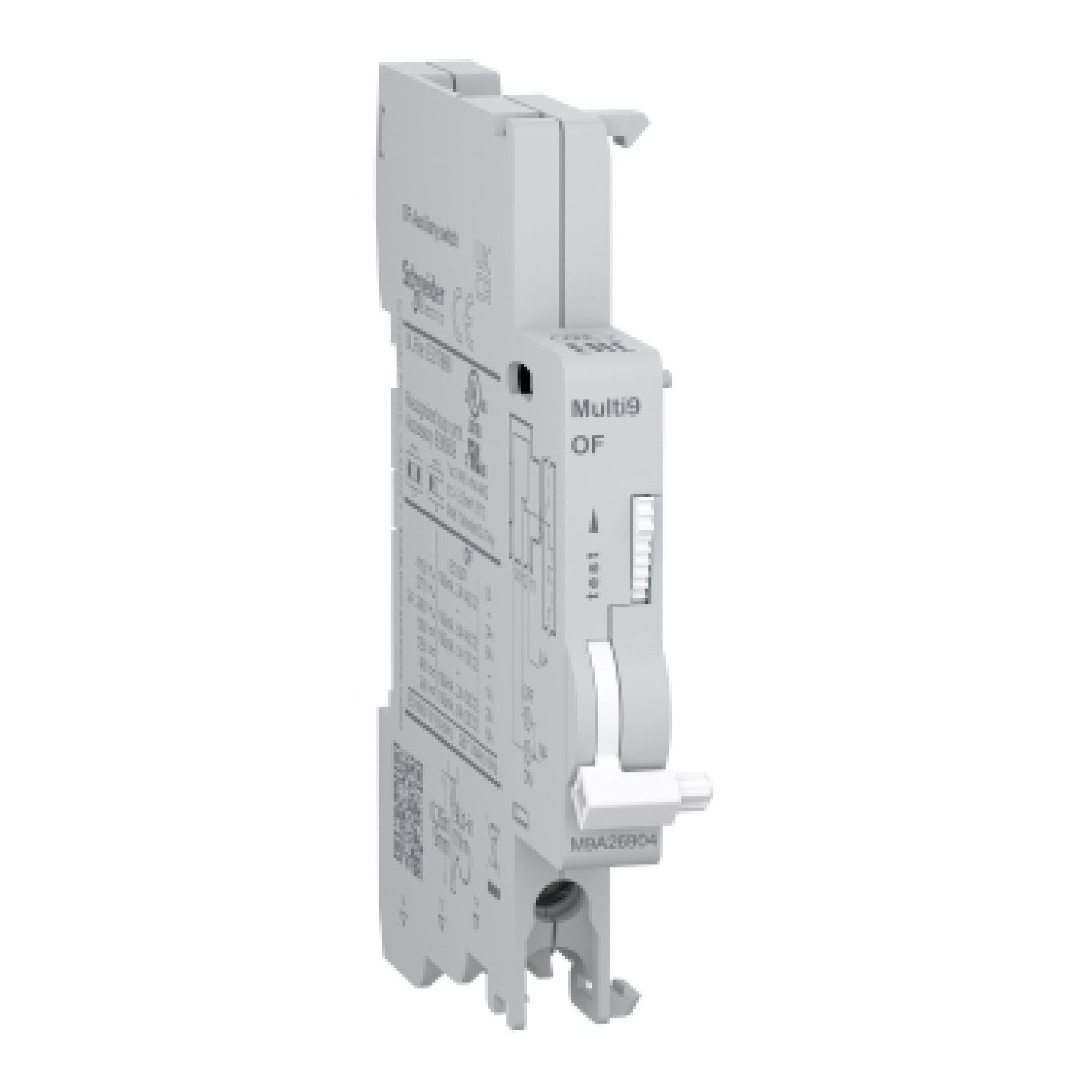 Schneider M9A26904 Auxiliary contact Multi9 M9f OF 1 C/O 100mA to 6A 24VAC to 415VAC 24VDC to 130VDC bottom connection