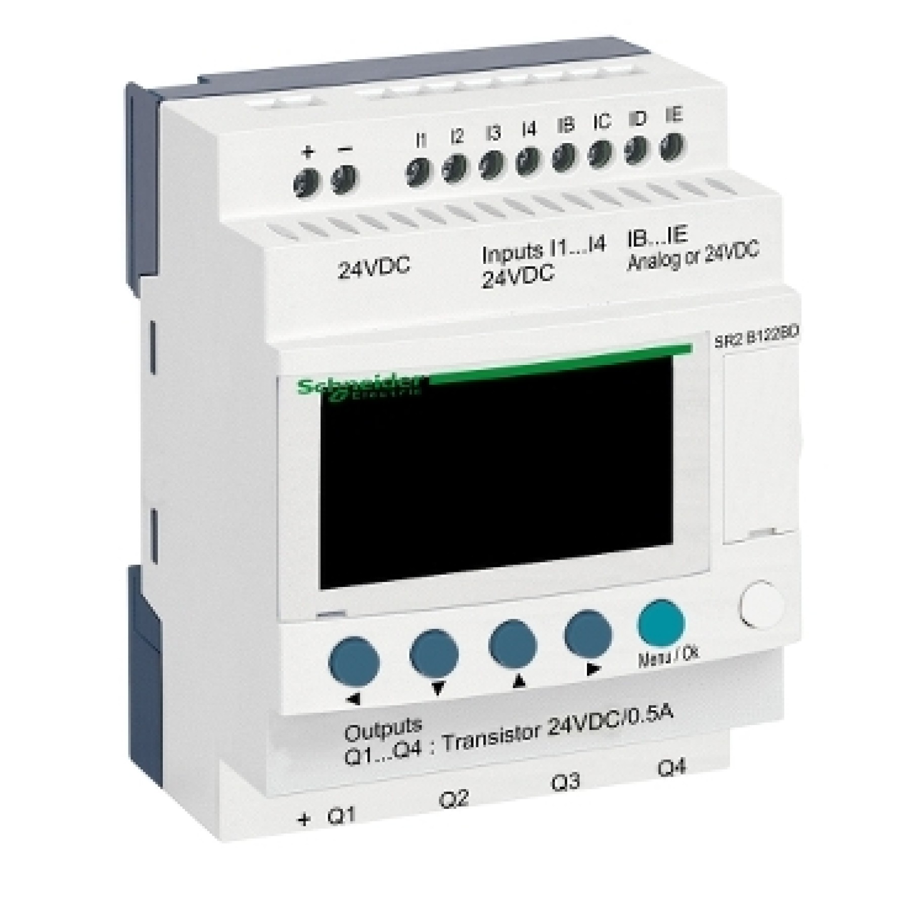 Schneider SR2B122BD compact smart relay ZelI/O Logic - 12 I/O - 24VDC- clock - display