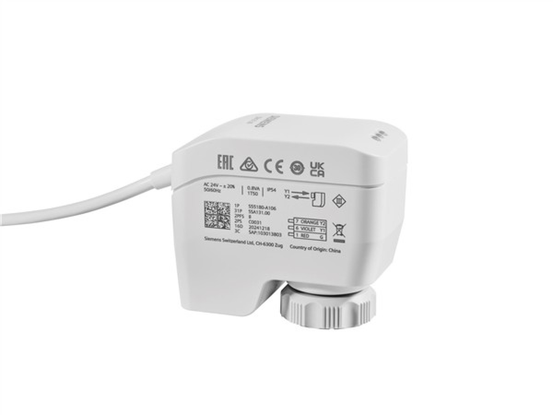 Siemens Ac 230V 3 Position Electro Motoric Valve Actuator Non Spring Return 1.2Mm To 6.5Mm Stroke 27 Seconds Mm 100N