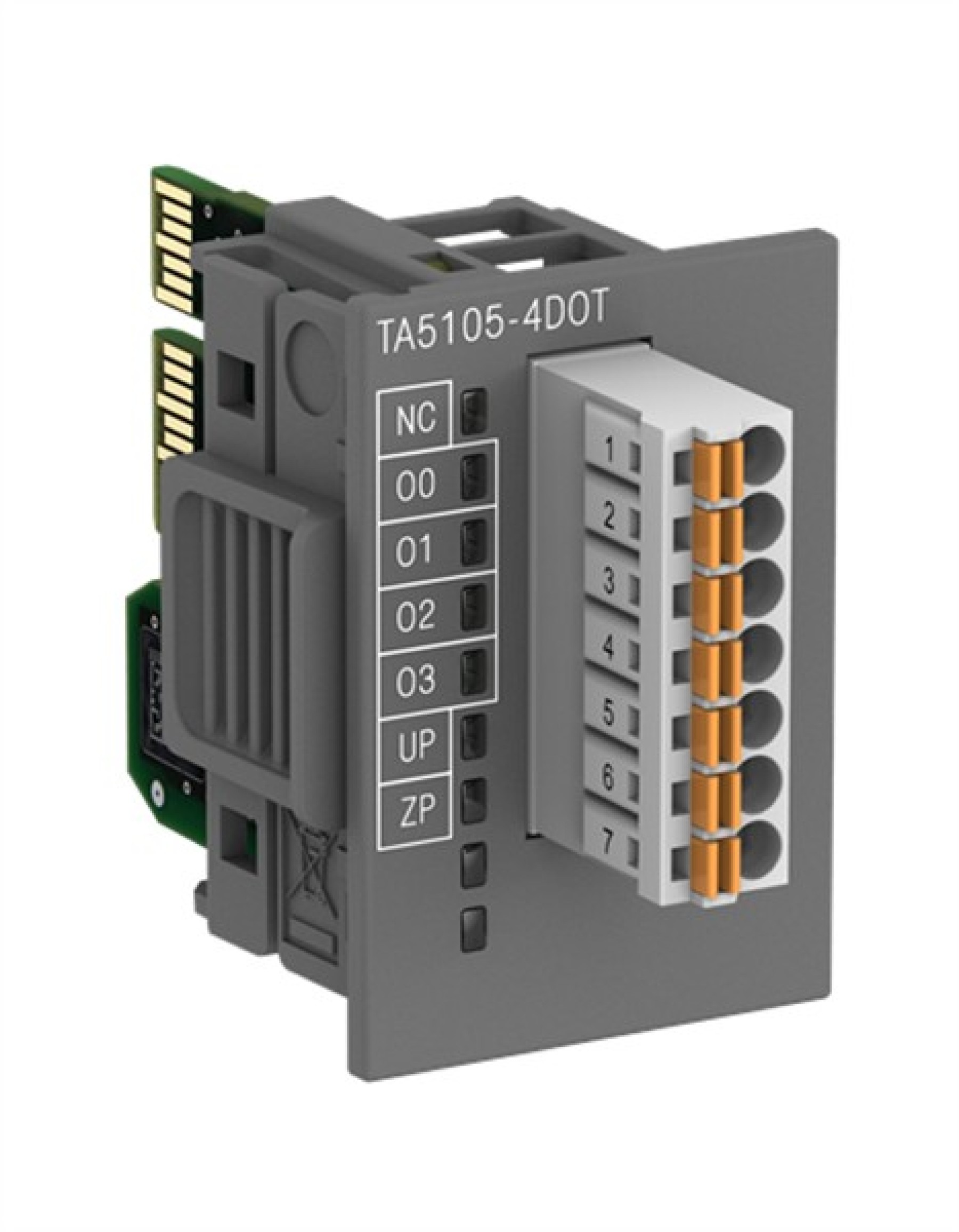 ABB TA5105-4DOT AC500 digital output module option board 4DO-Trans. 24 VDC / 0.5A spring/cable front terminal 3.50 mm pitch i/o module