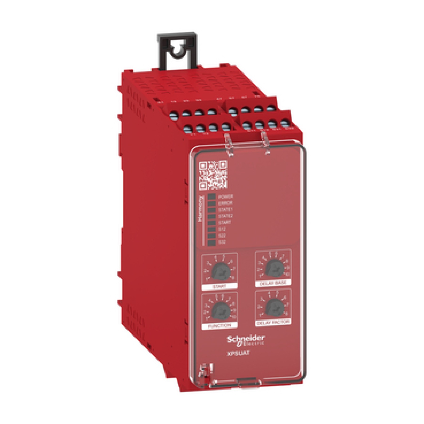 Schneider XPSUAT33A3AP Preventa module Cat.4 features XPSUAK + delayed outputs 48-240vac/dc screw
