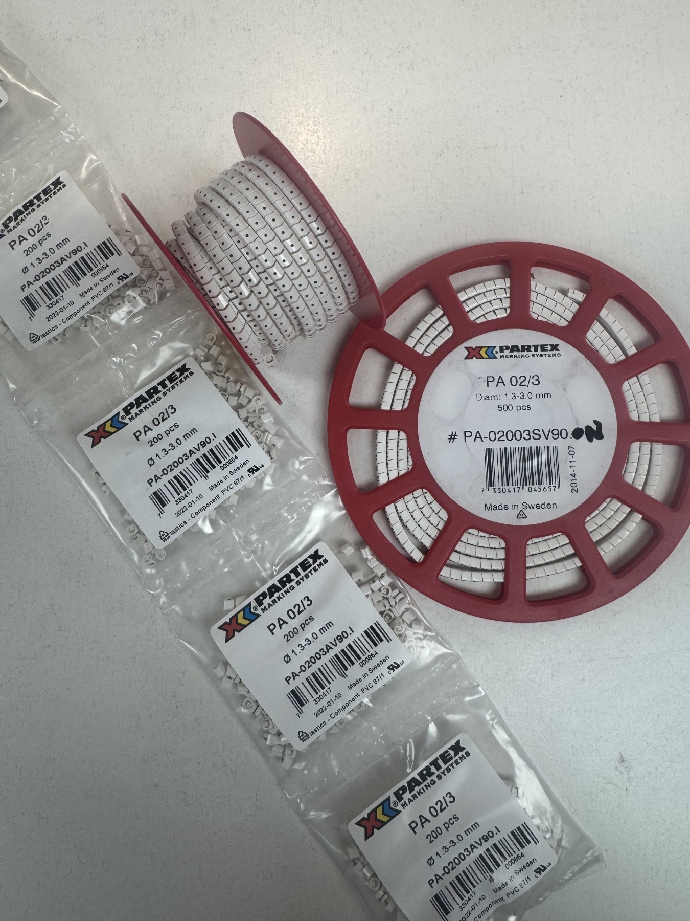 Partex Cable Marker PA02/3 Black / White Disc To suit cables: 1.7 - 2.8mm 0.5 - 0.75mm Marked A